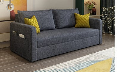 Modern Solid Wood Sofa in Dark Gray, Pink, Blue, and Light Khaki with Cotton-Linen Upholstery hyt-1239