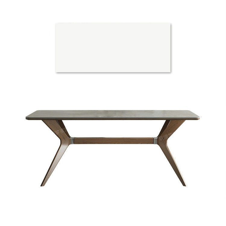 Minimalistic Rectangular Dining Table with Marble Top & Ash Wood Frame for 6-10 Seaters jh-271-BN