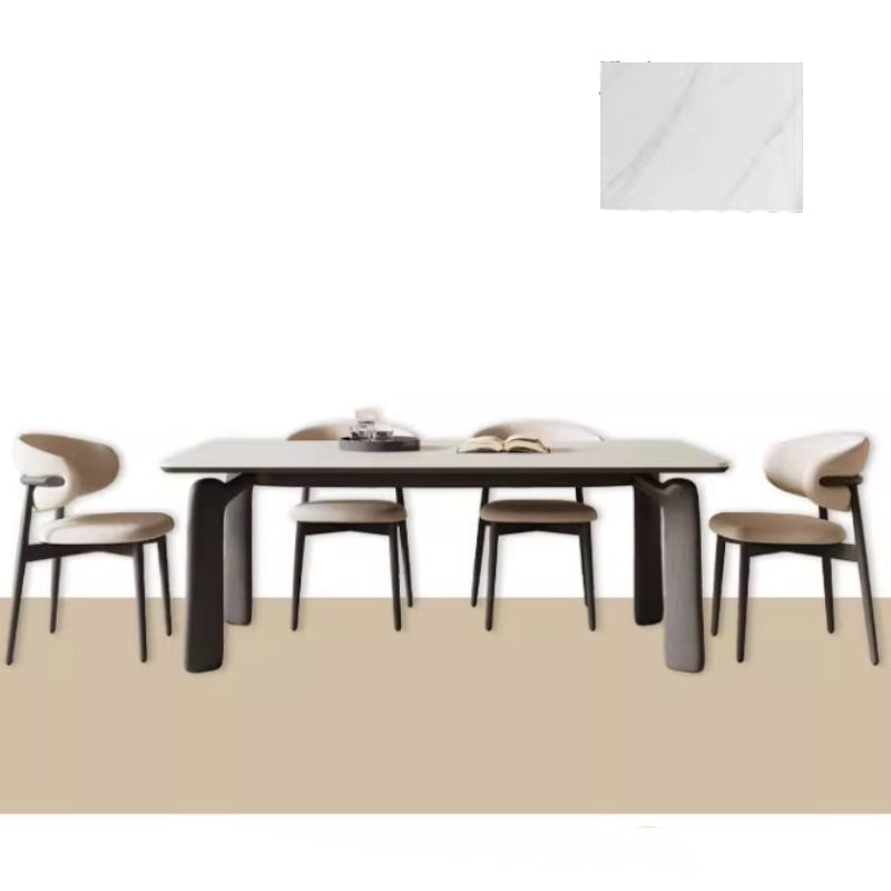 Minimalistic Rectangular Ash Wood Dining Table with Sintered Stone  for 6-8 Persons fsm-309