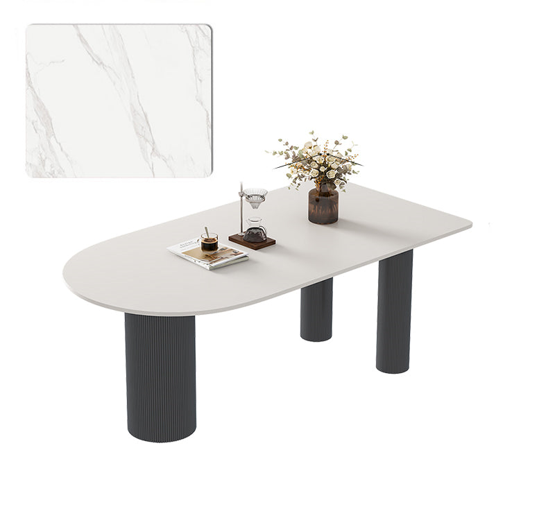 Luxurious Dining Table in White Oval Marble Top & 3 Metal Legs - Perfect for Your Dining Room msf-771