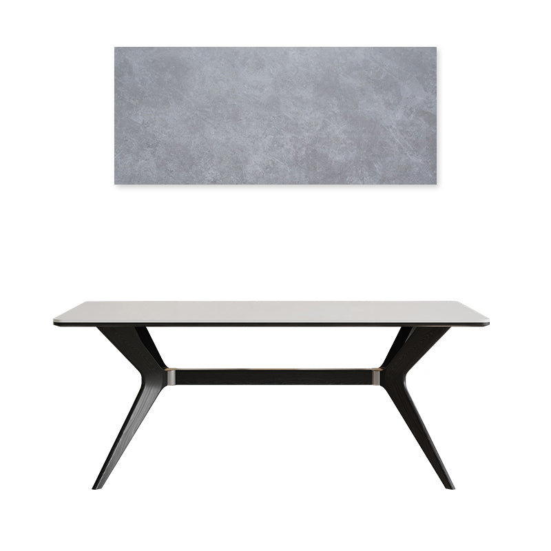 Contemporary Rectangular Dining Table Marble Top & Ash Wood Frame for 6-8 Seaters - Modern & Durable Design jh-271-BK