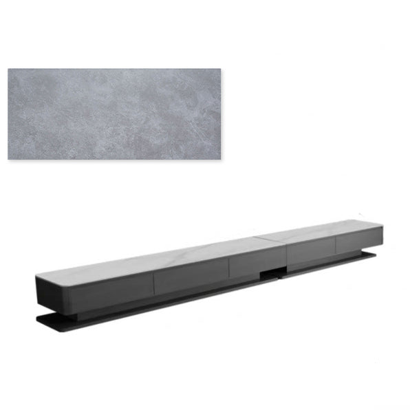 Modern Multi-Layer TV Cabinet with Sintered Stone Top and Pine Finish faml-302