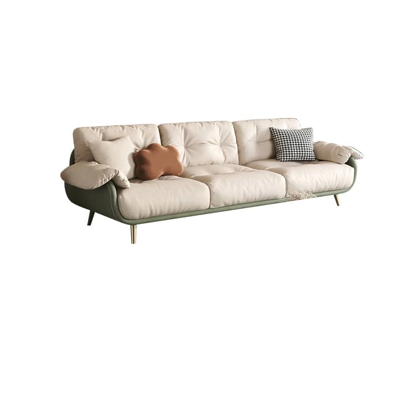 Luxurious Leathaire Sofa in Multi-Color with Solid Wood Frame and Stainless Steel Legs for Living Room fbby-1407