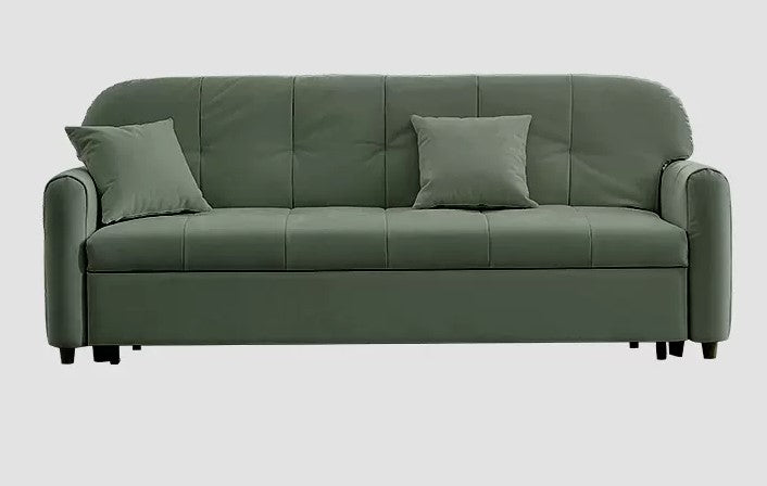 Elegant Beige-Green Khaki Pine Wood Suede Sofa - Luxurious Comfort for Your Living Space fwlp-940