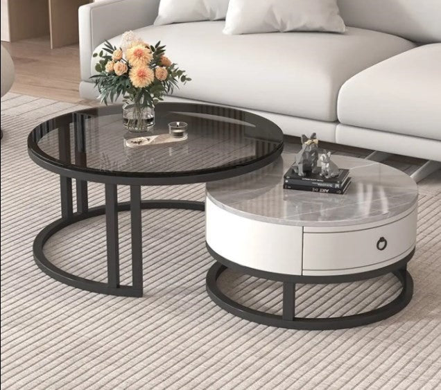 Modern Round Coffee Table with Storage and Metal Legs - Stylish for LIvingroom frg-495