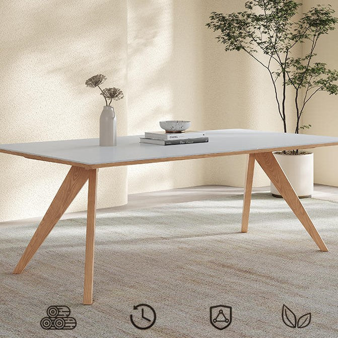 Modern Ash Wood Dining Table Rectangle Marble Top Perfect Design for 6-8 Person jh-059