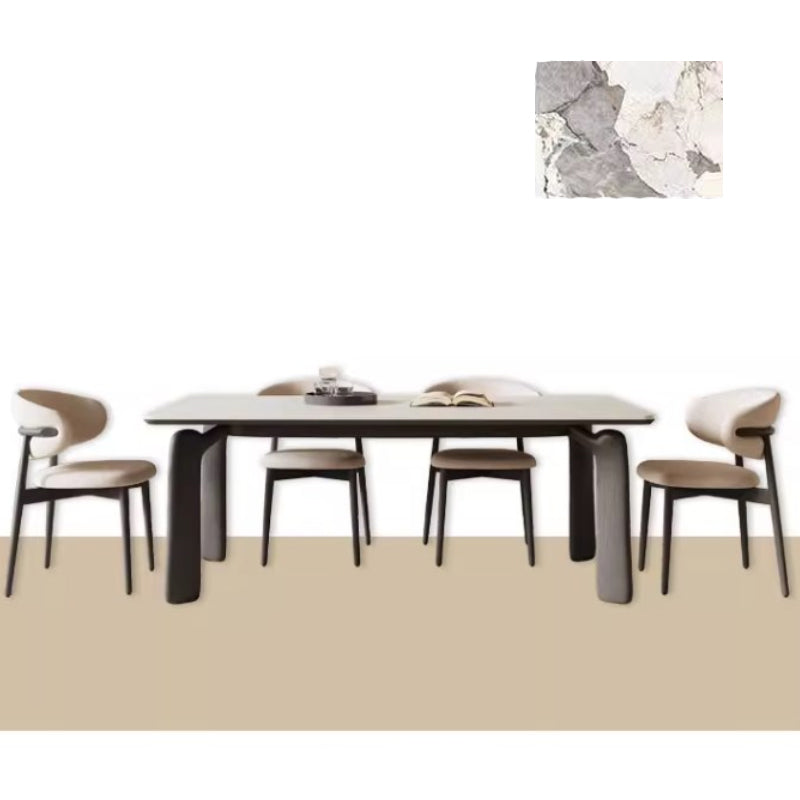 Minimalistic Rectangular Ash Wood Dining Table with Sintered Stone  for 6-8 Persons fsm-309