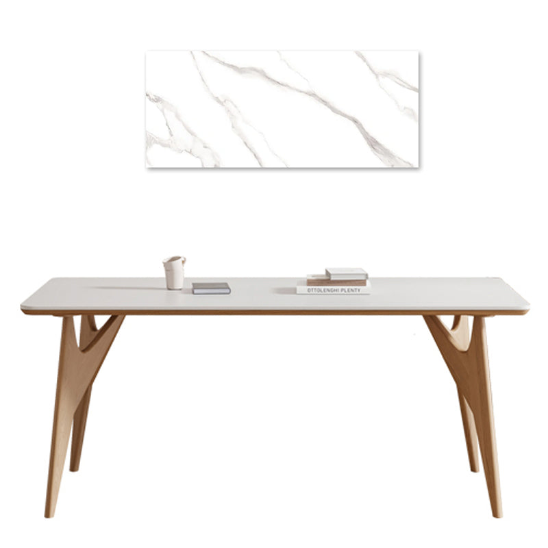 Modern Rectangular Ash Wood Dining Table with Marble Top for 6 People jh-060-na