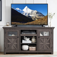 2 Door Farmhouse  TV Stand Barn Design with Large Barn Inspired Home Entertainment Console