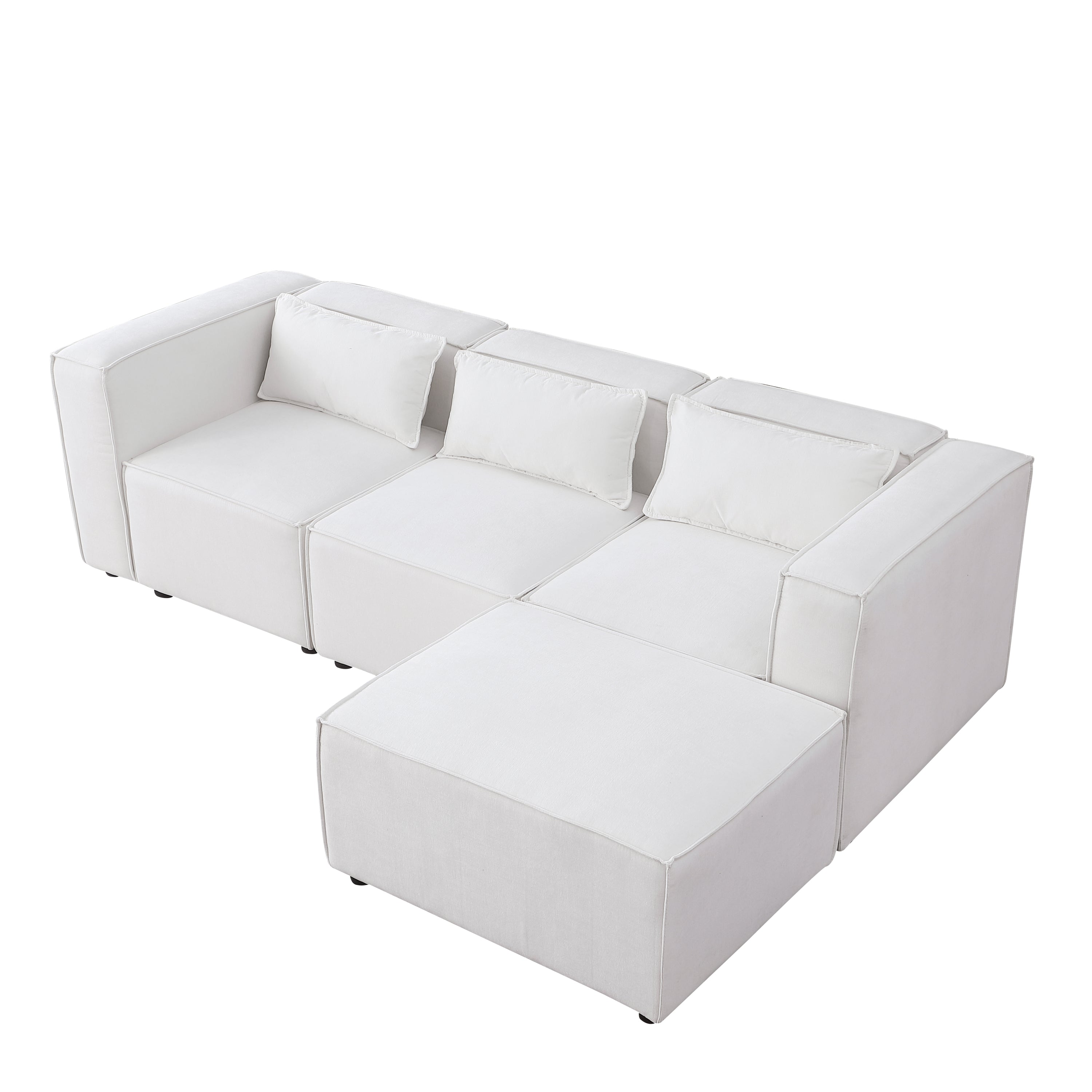 modular sofa Beige chenille fabric,  simple and grand, the seat and back is very soft. this is also a KNOCK DOWN sofa