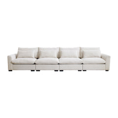 4 Seater Deep Seat Couches for Living Room, Comfy Beige Corduroy Sofas for Living Room Modern with 4 Waist Pillows