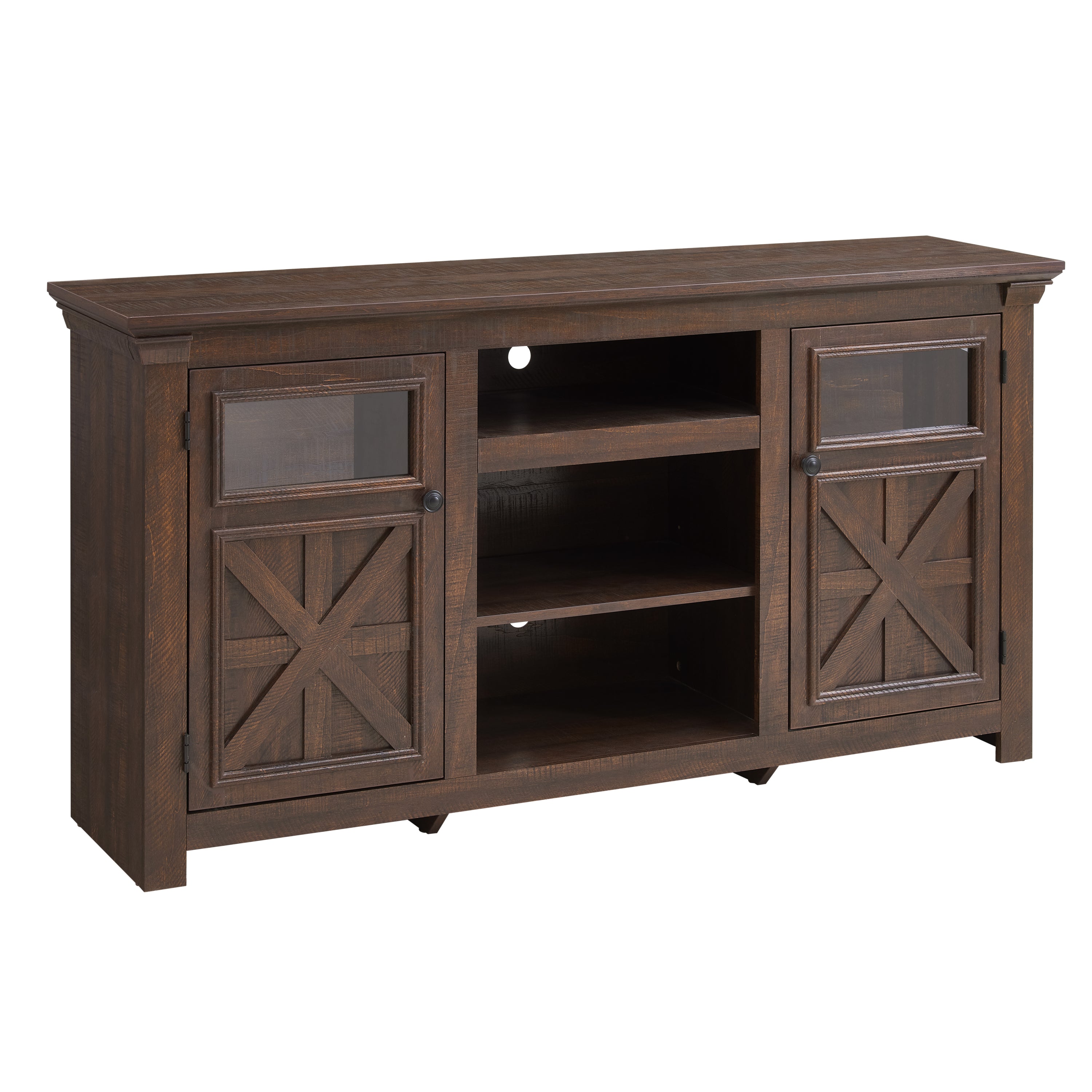 2 Doors Cabinet TV Stand with Large Barn Inspired Home Entertainment Console,Espresso