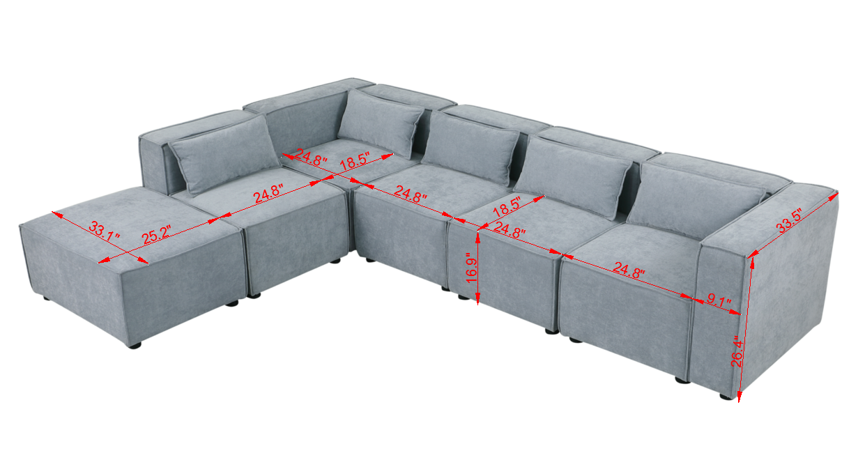 modular sofa Grayish blue  chenille fabric,  simple and grand, the seat and back is very soft. this is also a KNOCK DOWN sofa