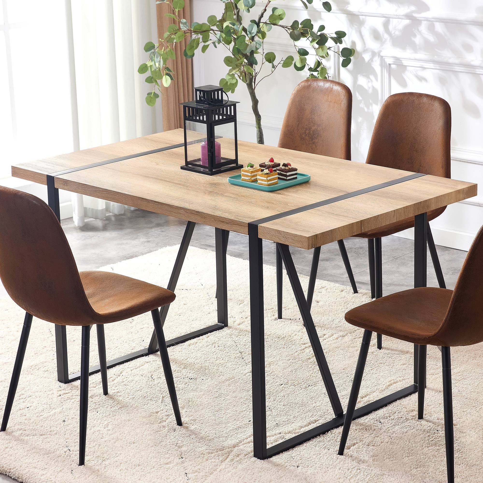 Rustic Industrial Rectangular Dining Table for 4-6 People - Perfect for Dining Rooms