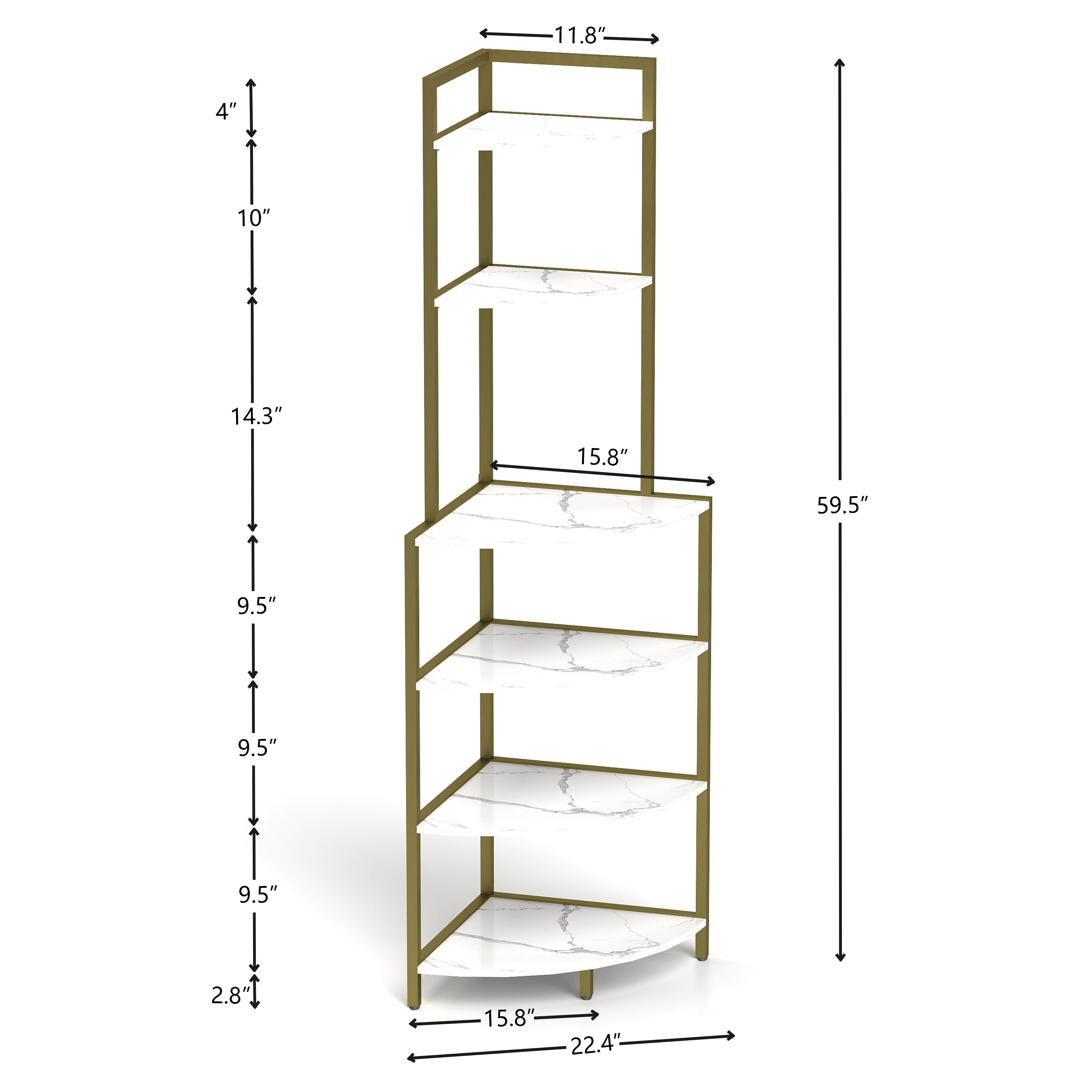 6-Tier Corner Bookshelf, Space-Saving Wood Rack for Home & Office
