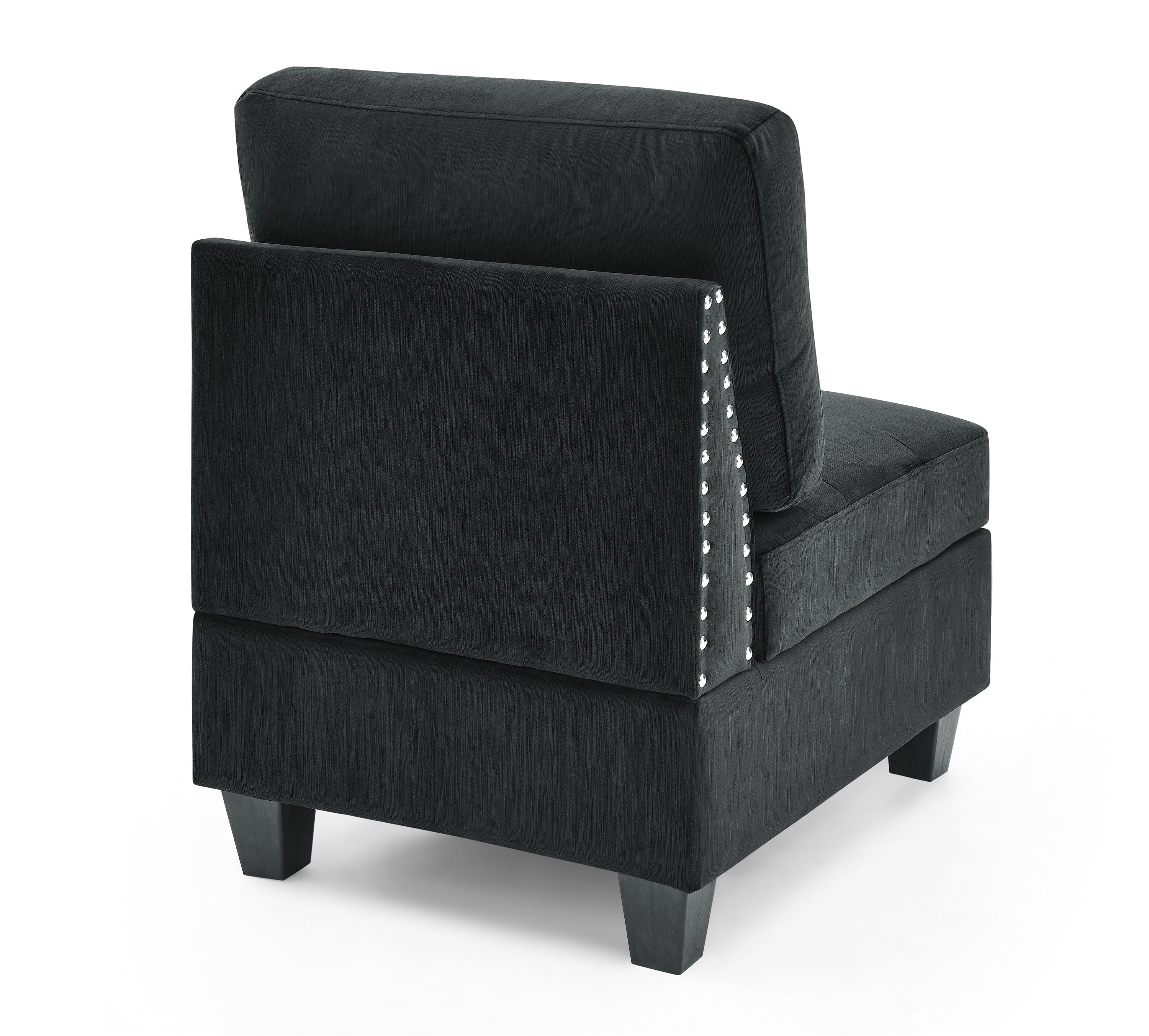 Single Chair  for Modular Sectional,Black Velvet (26.5"x31.5"x36")