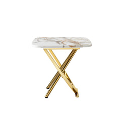 Square Marble Side Table, Gold Stainless Steel Base