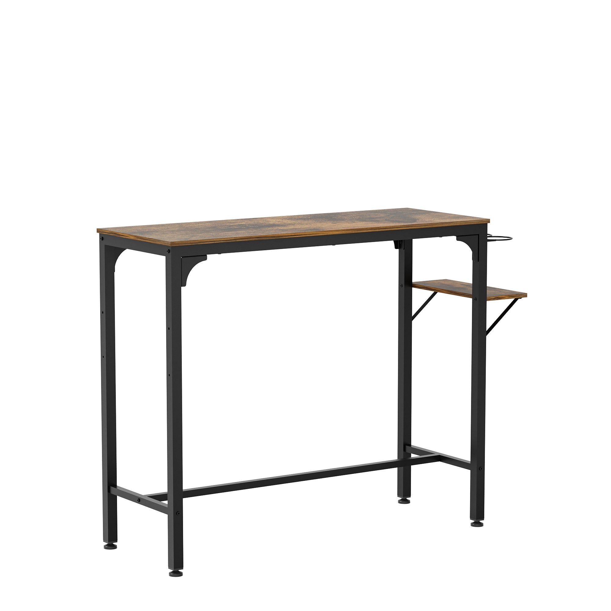 Wood Top Metal Base side table  Industrial Bar Table with two chair--Adjustable table base Bistro Whiskey Pub Table,47.44"W x 15.75"D x 35.43"H