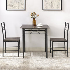 3-Piece Kitchen Dining Set with Grey Chairs & Table
