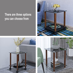 1-Piece Black + Walnut Side Table , 2-Tier Space End Table ,Modern Night Stand, Sofa table, Side Table with Storage Shelve