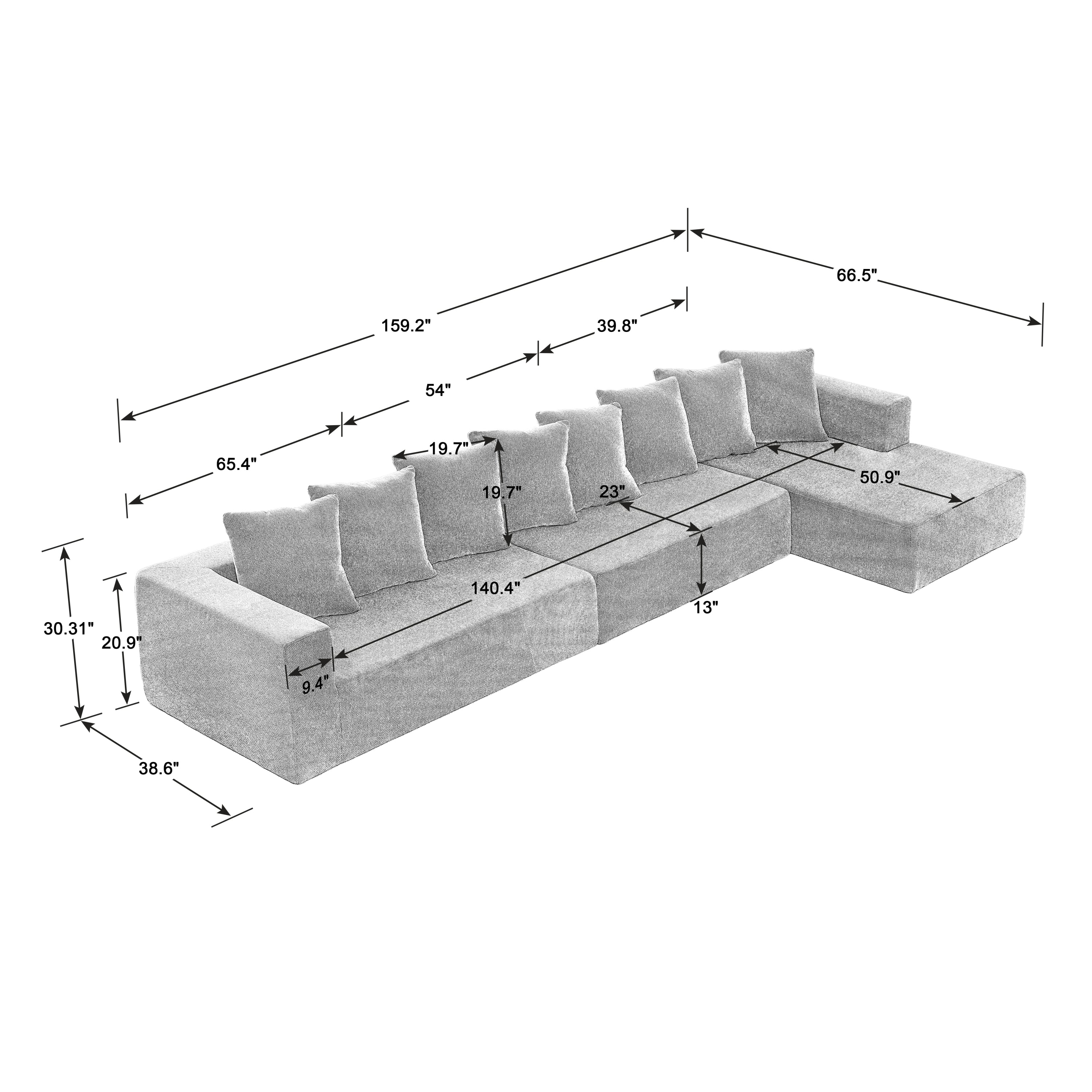 Chenille Modular Sofa – Modern Upholstered Sectional Couch with Plush Seating, Fixed Cushions, and Versatile Design for Living Room, Bedroom, Office