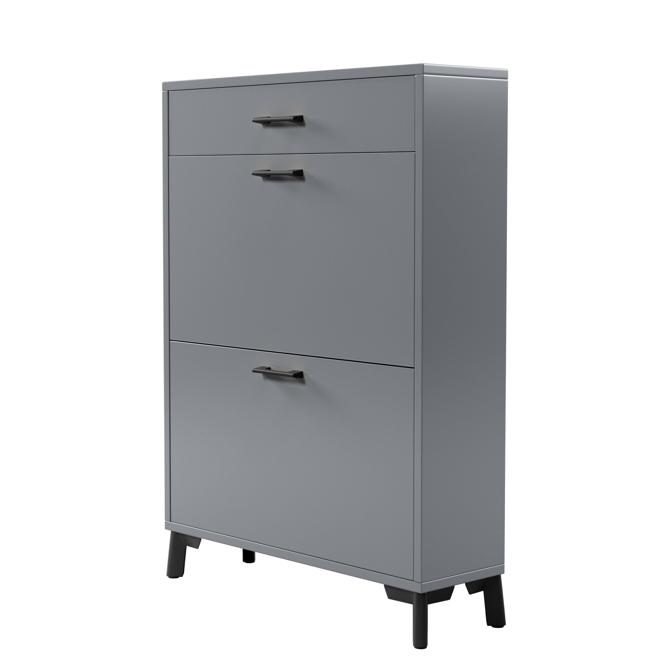 Freestanding Shoe Storage Cabinet with 2 Flip Drawers, Hidden Shoe Organizer for Entryway, Hallway, and Closet, Gray