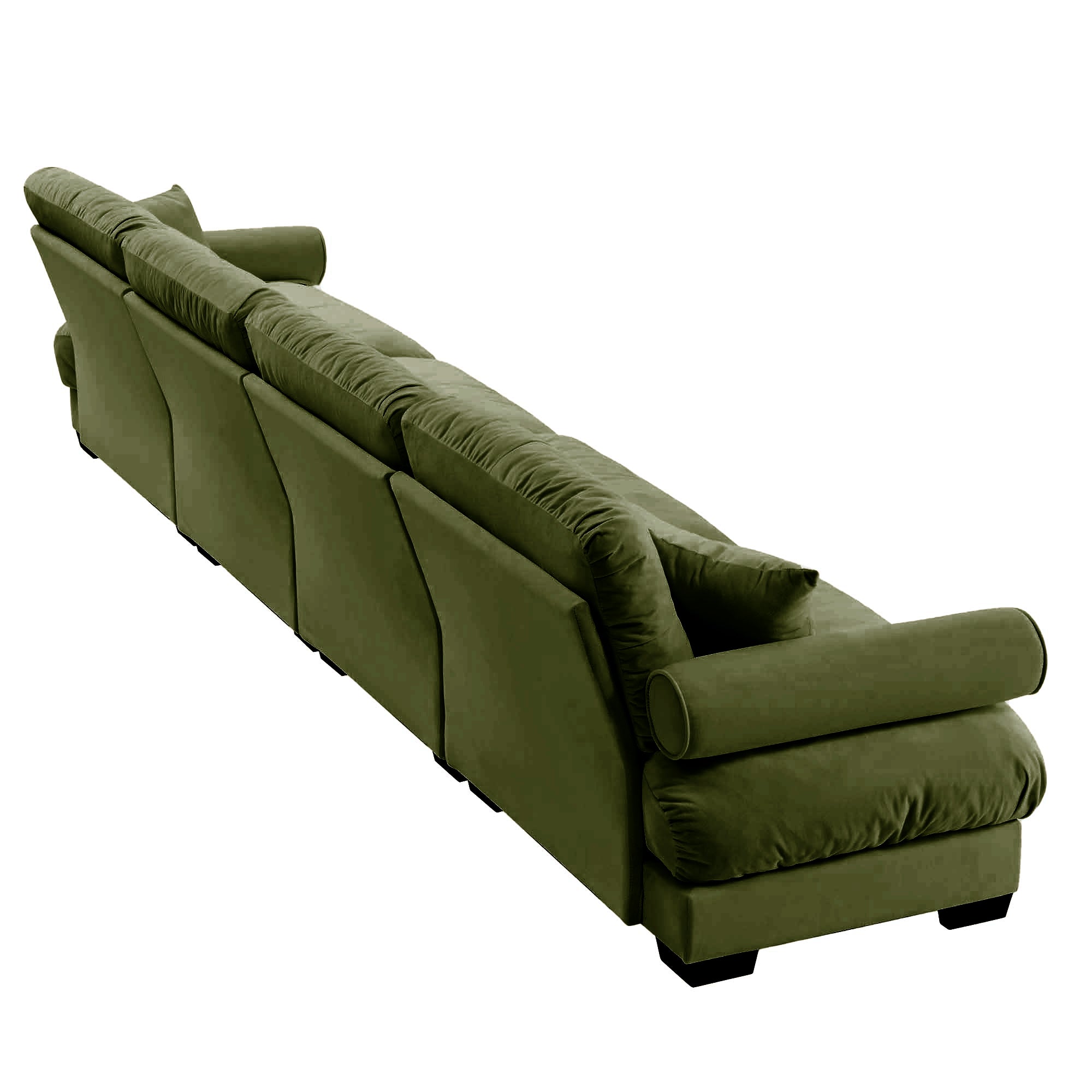 Oversized 4-Seater Velvet Sectional Sofa with Ottoman, Deep Seat Cloud Couch for Living Room, Oliver green