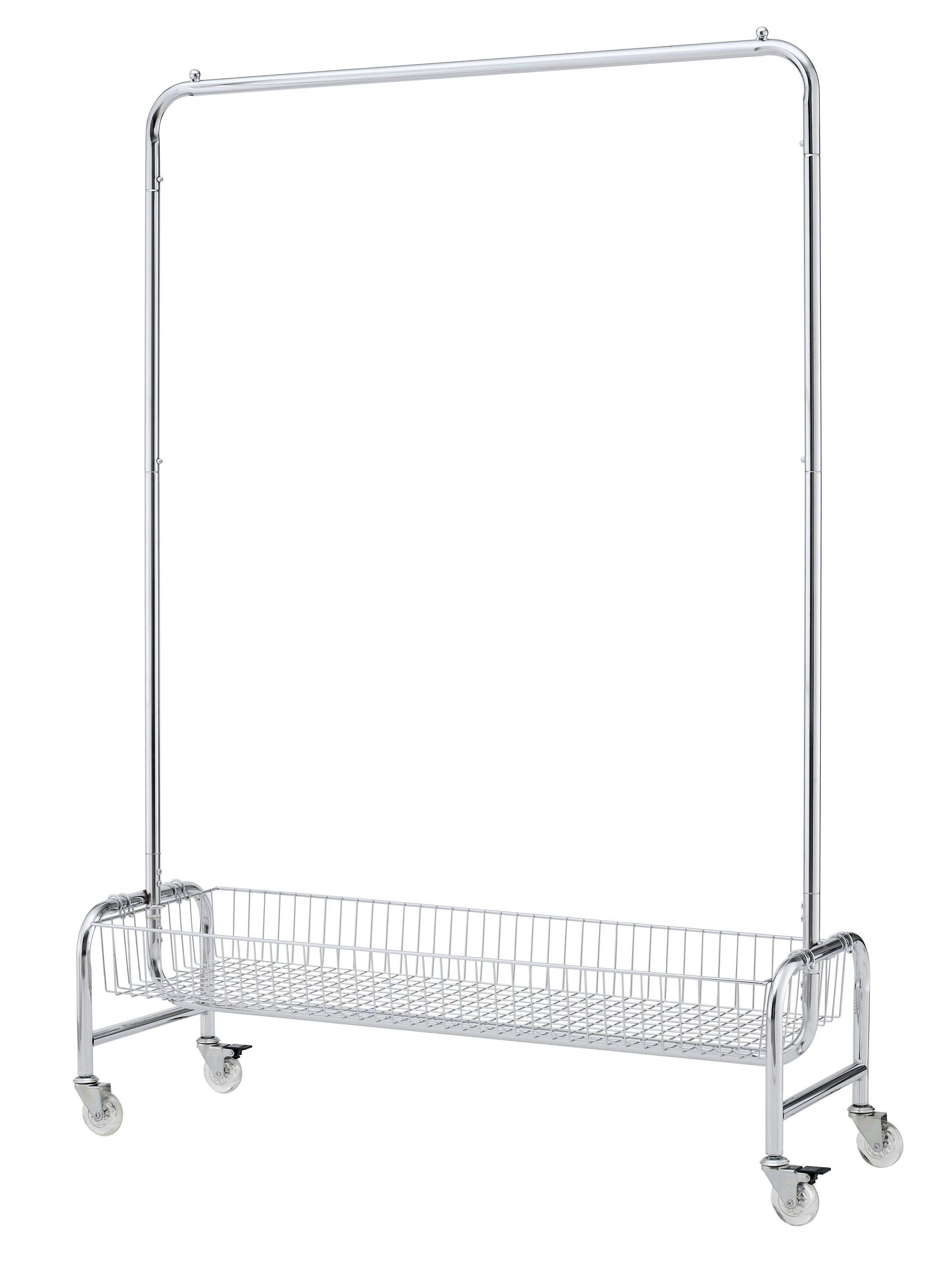 Garment Rack with Basket on Wheels Rolling Clothes Rack for Hanging Clothes Heavy Duty Garment Rack,2 pcs in one carton