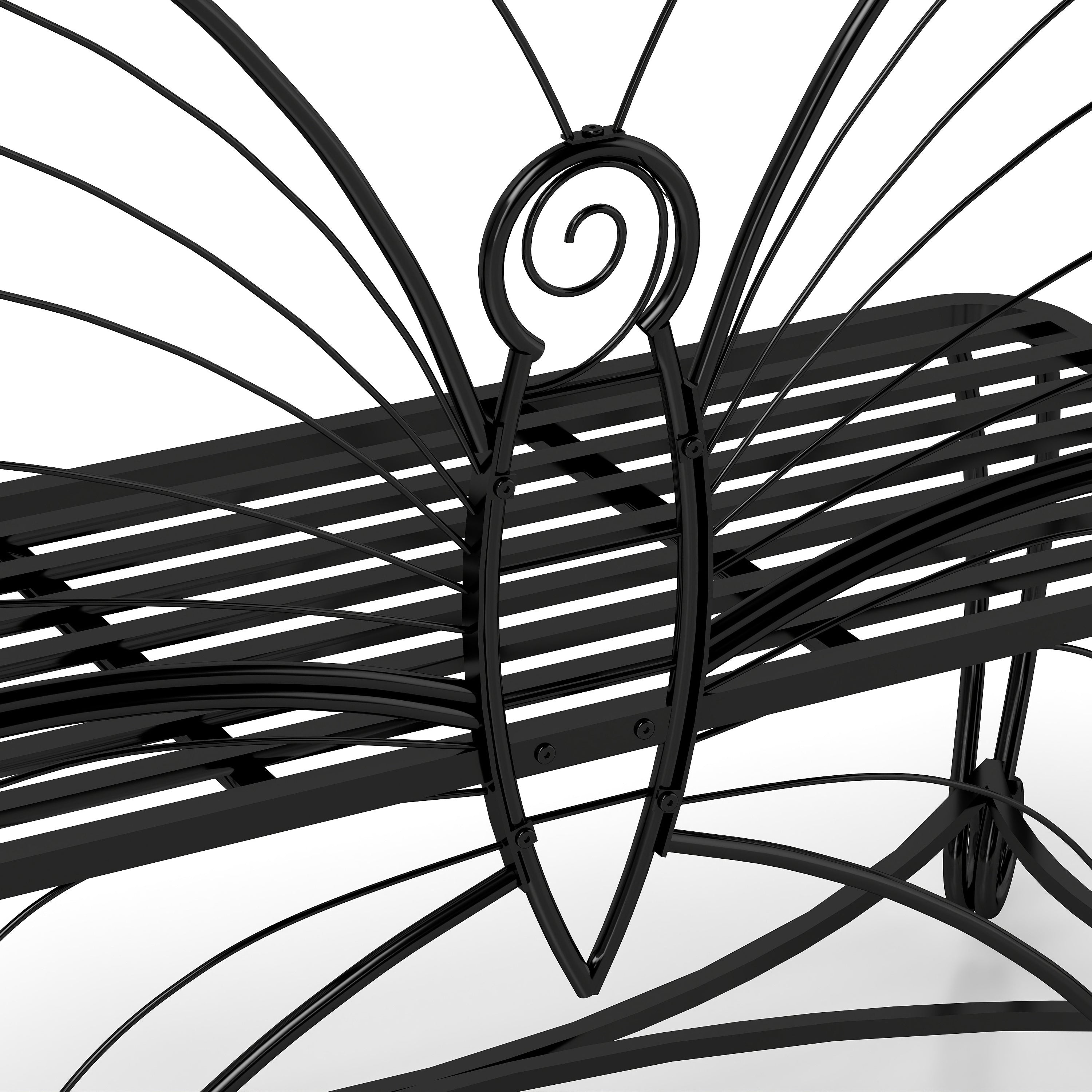 Butterfly Cast Metal Garden Bench, Outdoor Patio & Park Bench for Yard & Entryway