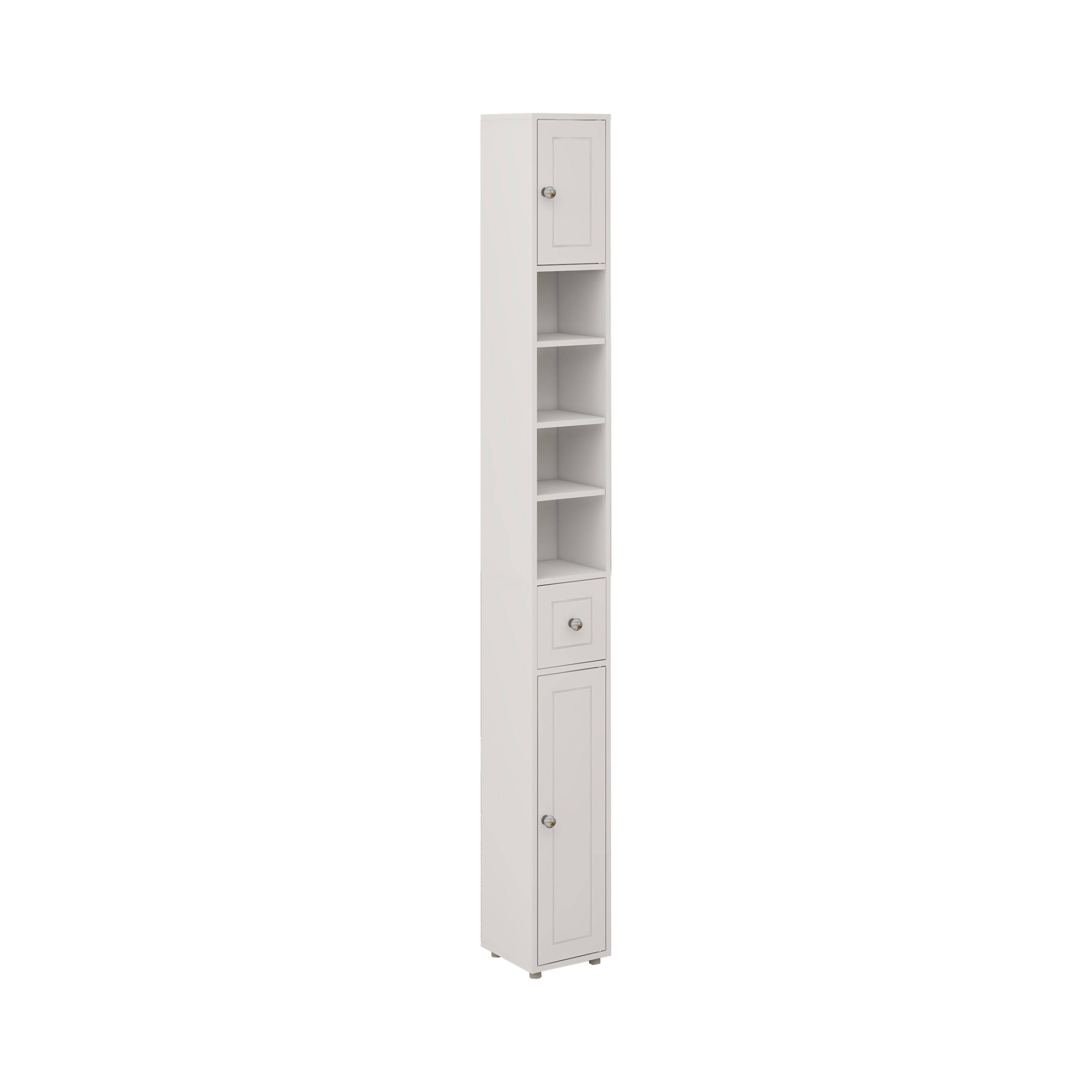 Tall Slim Bathroom Storage Cabinet, 71" Freestanding Bathroom Cabinet with 1 Drawer, 2 Doors and 4 Adjustable Shelves-White