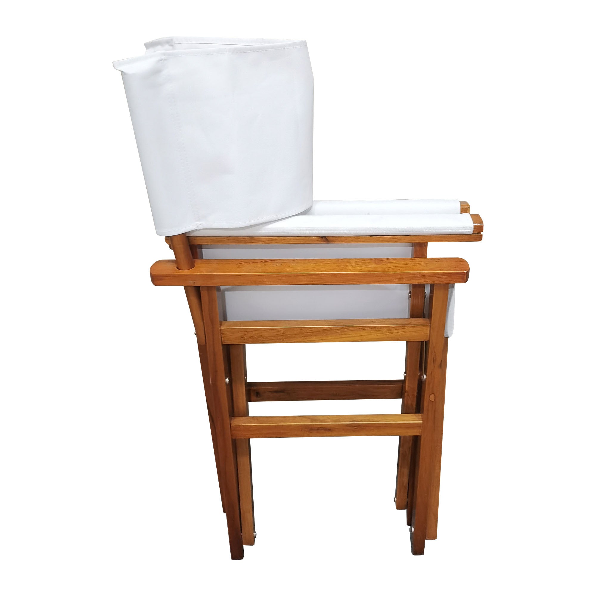 Folding Chair Wooden Director Chair Canvas Folding Chair  Folding Chair  2pcs/set   populus + Canvas (Color : White)