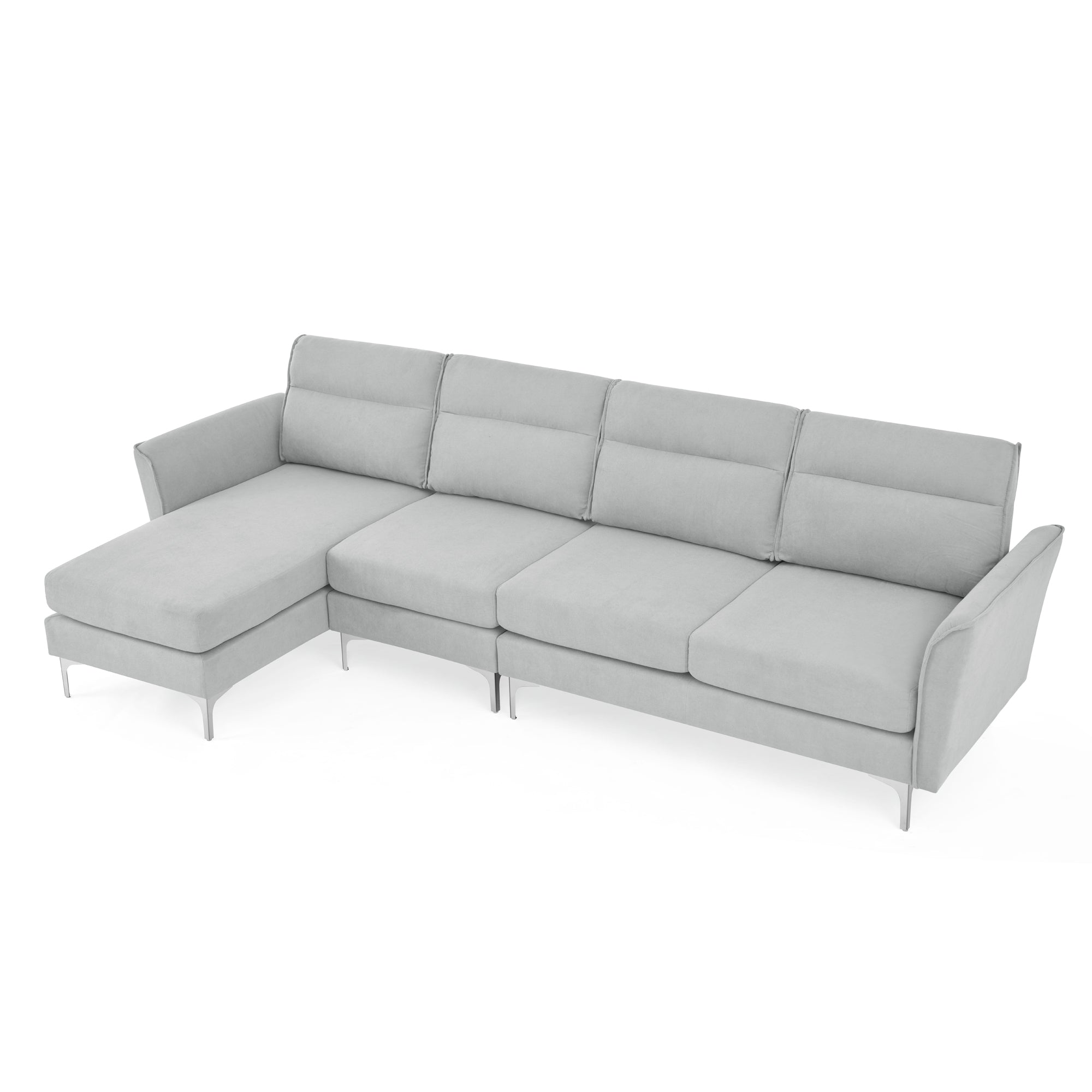 Modern Sofa 3-Seat Couch with Stainless Steel Trim and Metal Legs for Living Room,New package compression sofa technology,gray