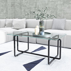 Modern Tempered Glass Tea Table Coffee Table, Table for Living Room,Transparent