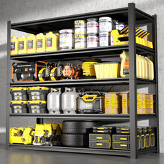 15.75 Inches Wide Black Metal Shelves, with 5 Removable Dividers, Large Capacity, Strong Load Bearing, Suitable for Garage, Kitchen and Office.