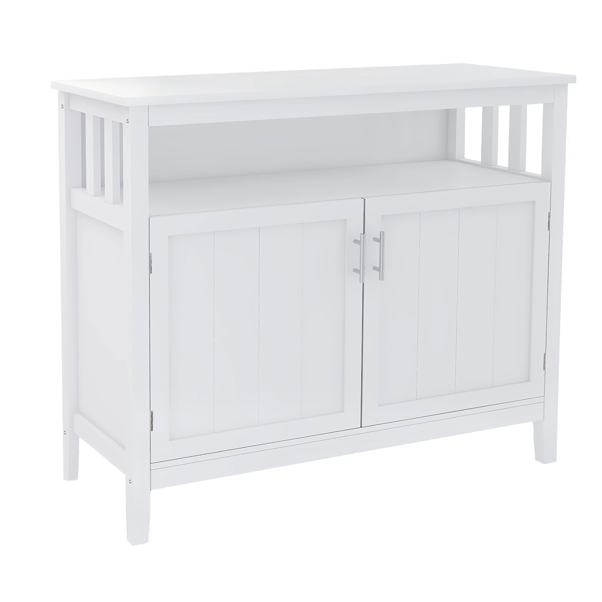 40" White MDF Sideboard with Doors for Storage - Ideal Buffet Design for Dining Room