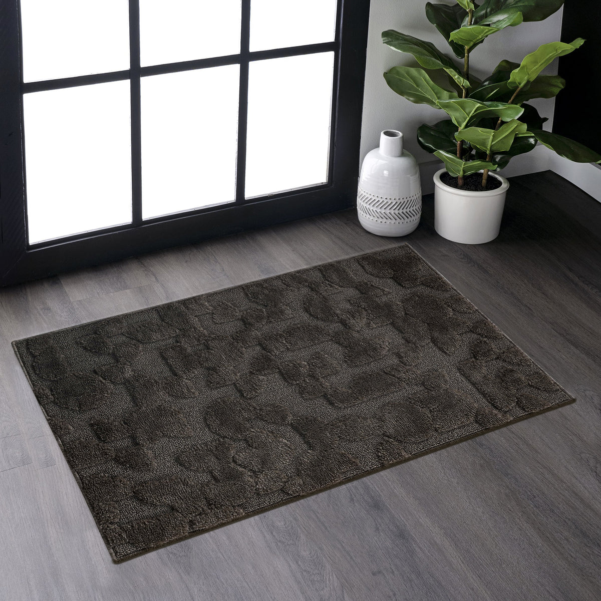 2x3 Modern Geometric Area Rug Brown High-Low Boho Accent Rug Non-Shedding Carpet for Bedroom Kitchen Entryway