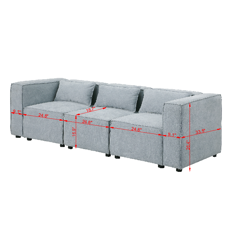 modular sofa Grayish blue  chenille fabric,  simple and grand, the seat and back is very soft. this is also a KNOCK DOWN sofa