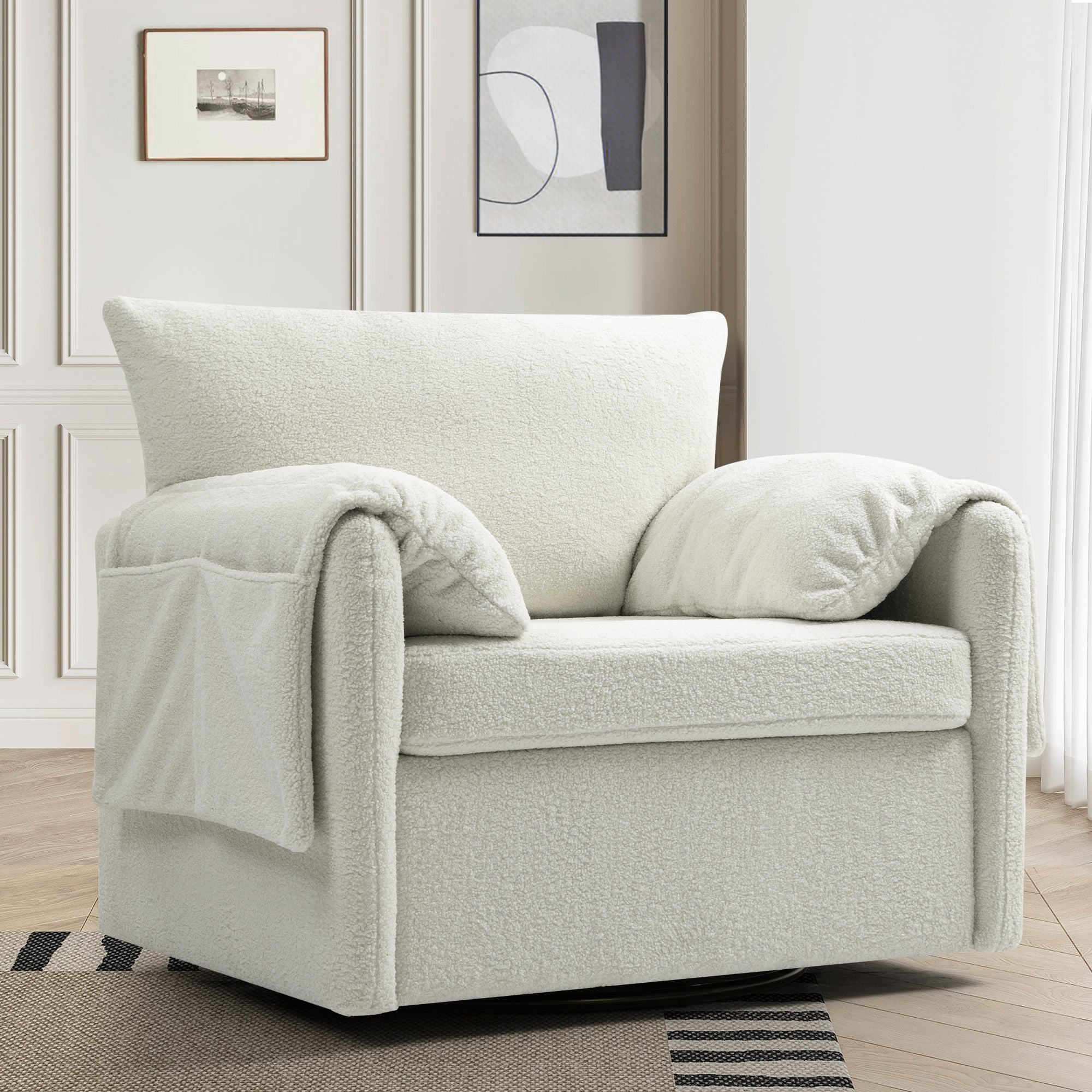 Oversized Swivel Armchair - Modern Swivel Accent Chair & Single Sofa Lounge,Comfortable Seating for Living Room & Bedroom