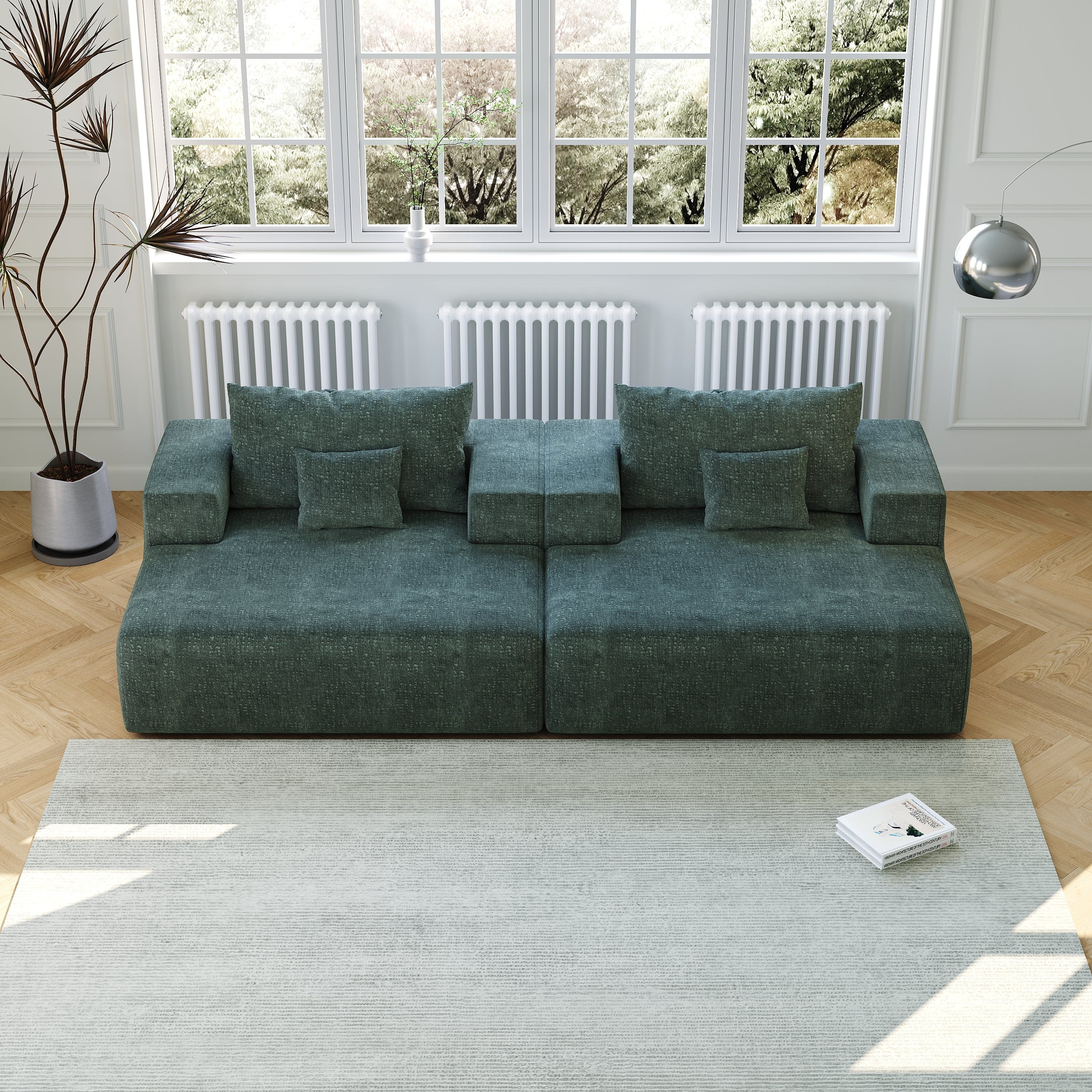 55-inch Chenille Sponge Sofa Lounge Chair,No Assembly Required,Fluffy Modern Sleeper Chair for Indoor Living Room Bedroom