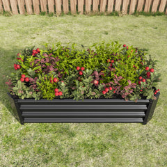 Metal Raised Garden Bed, Rectangle Raised Planter 4×2×1ft  for Flowers Plants, Vegetables Herb Black