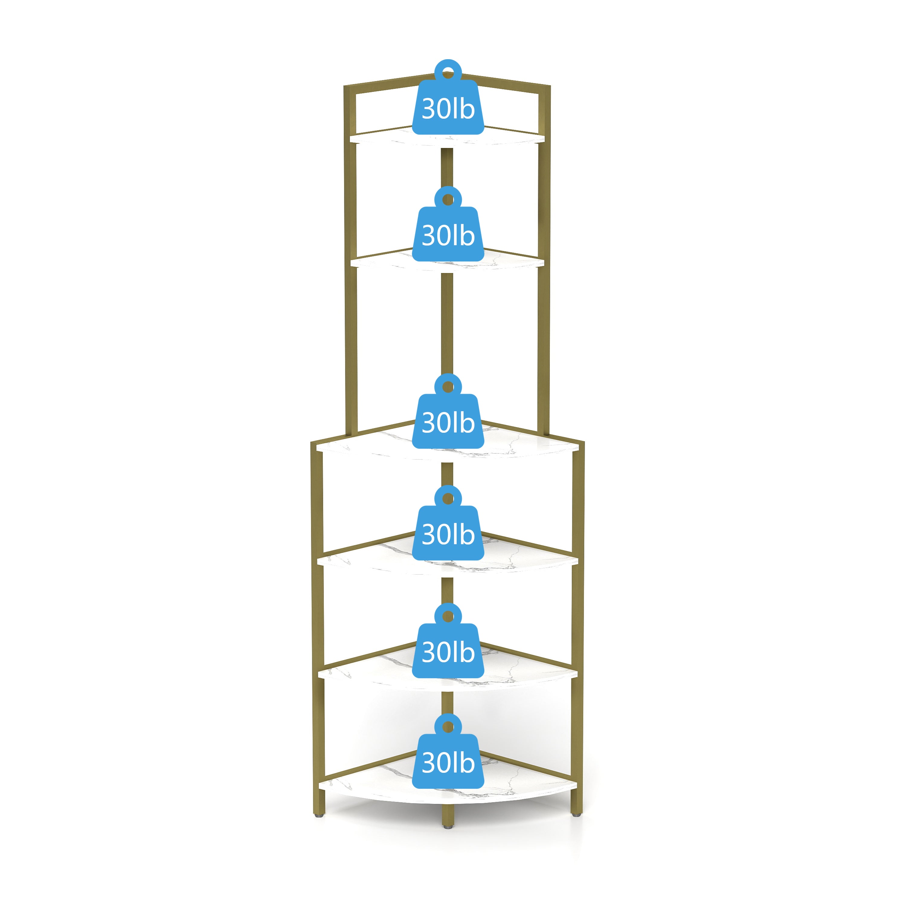 6-Tier Corner Bookshelf, Space-Saving Wood Rack for Home & Office