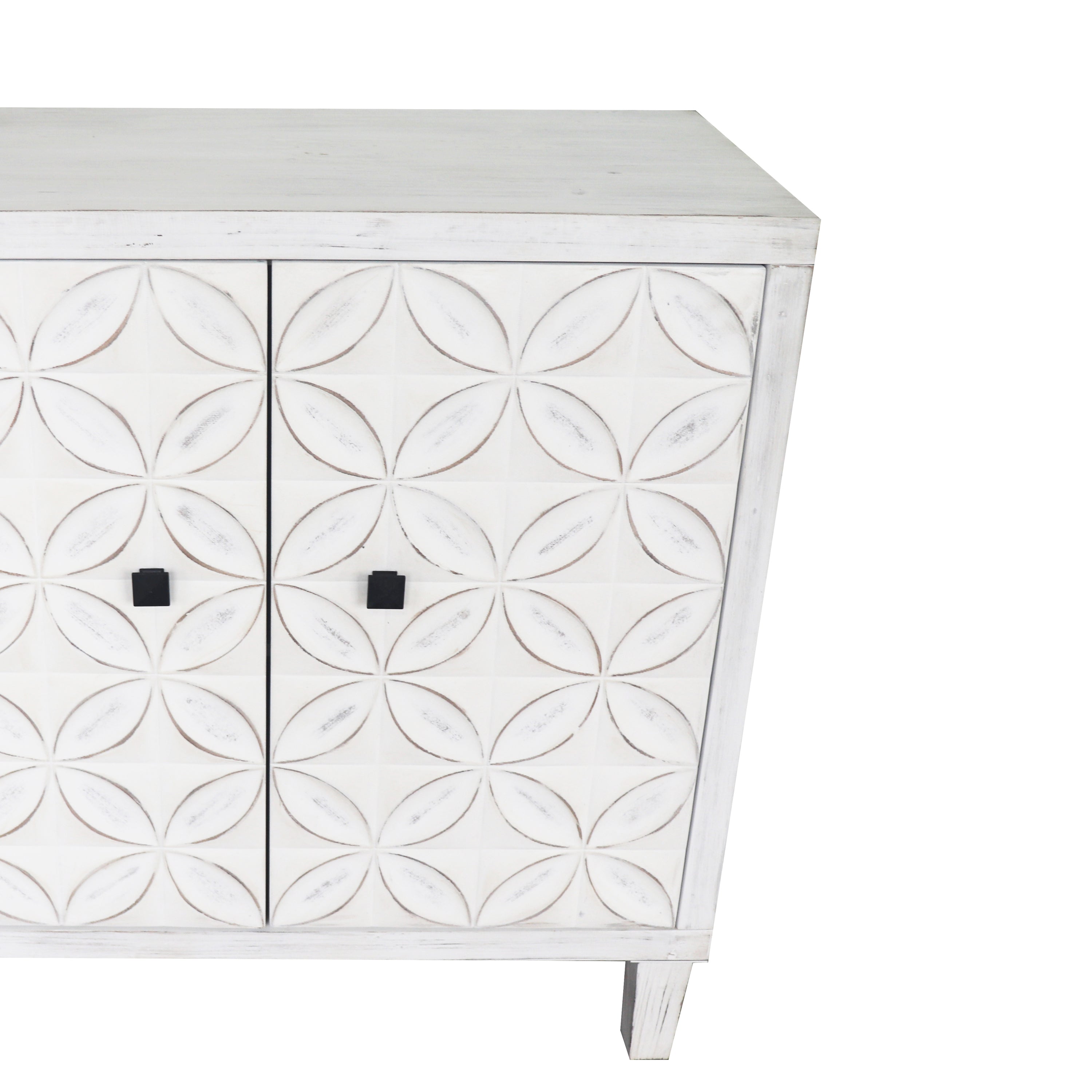 Accent Cabinet 4 Door Wooden Cabinet Sideboard Buffet Server Cabinet Storage Cabinet, for Living Room, Entryway, Hallway, Office, Kitchen and Dining Room, White Wash