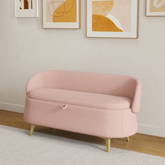 Multi-Functional 50" Pink Sofa with Storage in Teddy Fleece - Multi-Functional Design for Living Room