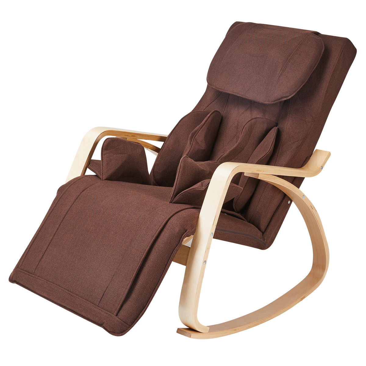 Full massage function-Air pressure-Comfortable Relax Rocking Chair, Lounge Chair Relax Chair with Cotton Fabric Cushion  Brown