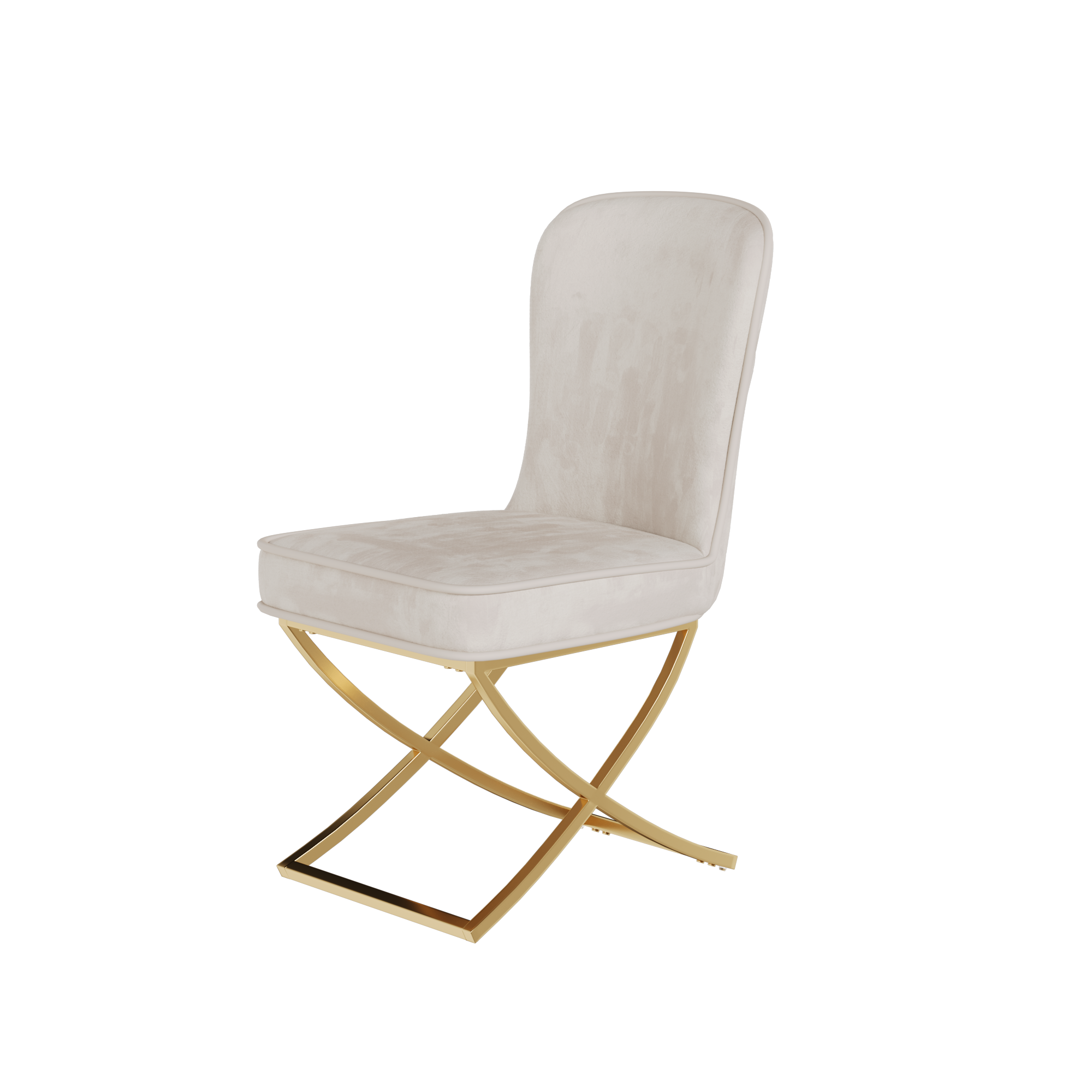 Dining Chair Set of 2, Beige velvet Backrest and golden Metal legs.For Modern Kitchen Dining Room Chair for Kitchen Living Modern decorative Leisure chairs.Office chairs