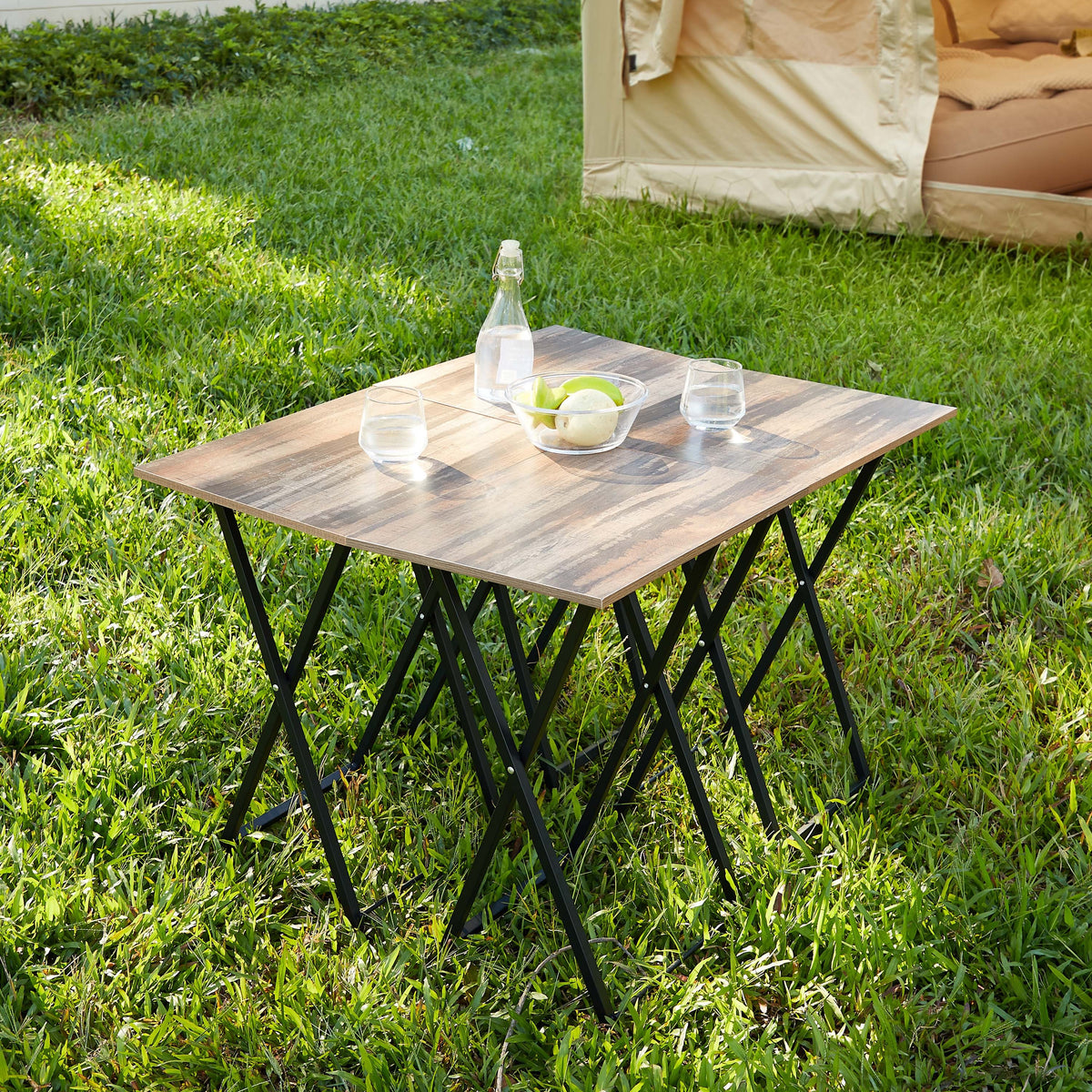 Set of 4 Folding TV Trays with Stand, Space-Saving Snack Table Set