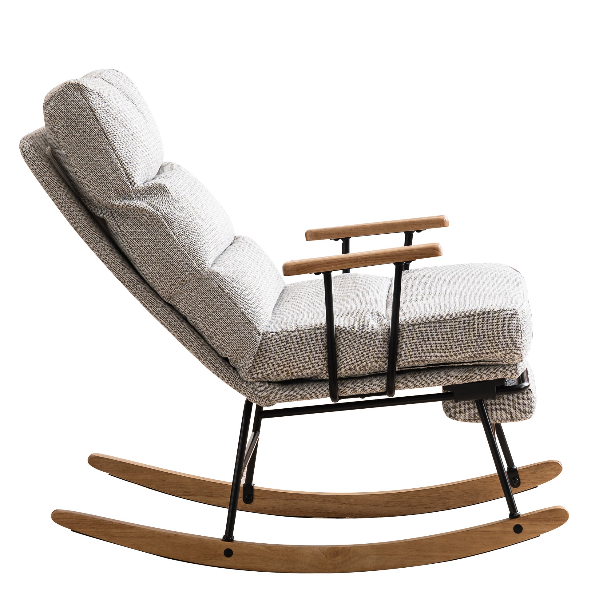 Modern Ice velvet fabric Gliding Rocking Chair with High Back, Retractable Footrest, and Adjustable Back Angle for Nursery, Living Room, and Bedroom