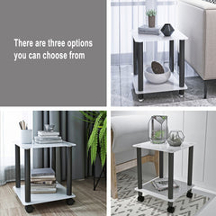 1-Piece White+Black Side Table , 2-Tier Space End Table ,Modern Night Stand, Sofa table, Side Table with Storage Shelve