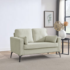 Loveseat Living Room Sofa,with Square Arms and Tight Back, with Two Small Pillows,Corduroy Beige