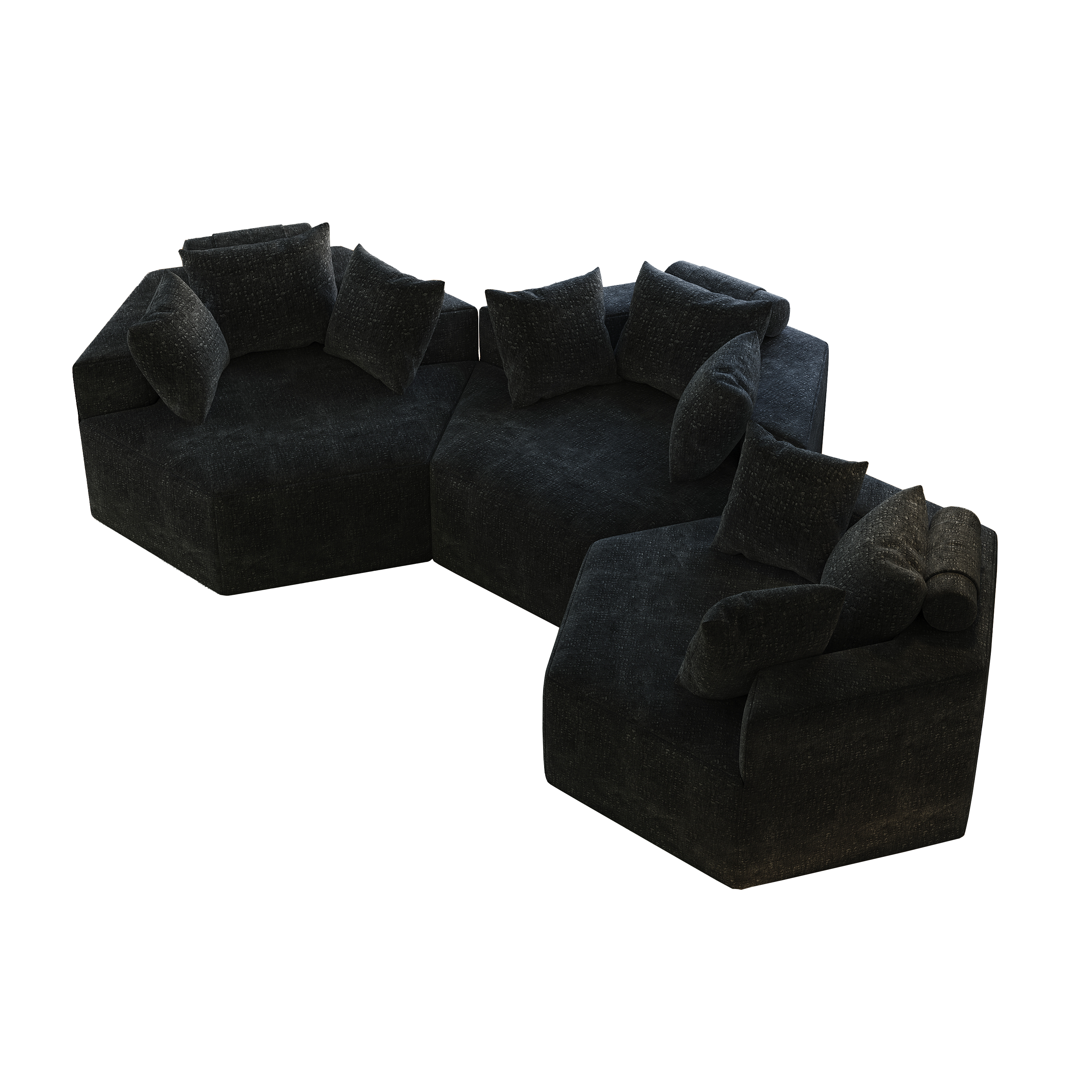54''L Chenille Sponge single sofa,No Assembly Required,Fluffy Modern Sleeper Chair for Living room, Bedroom, Lounge and Projection Room